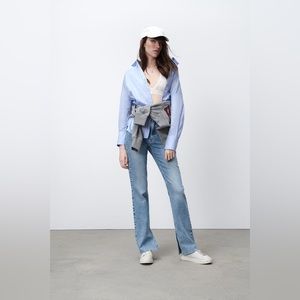 Zara Slim Flare high waisted jeans light blue wash